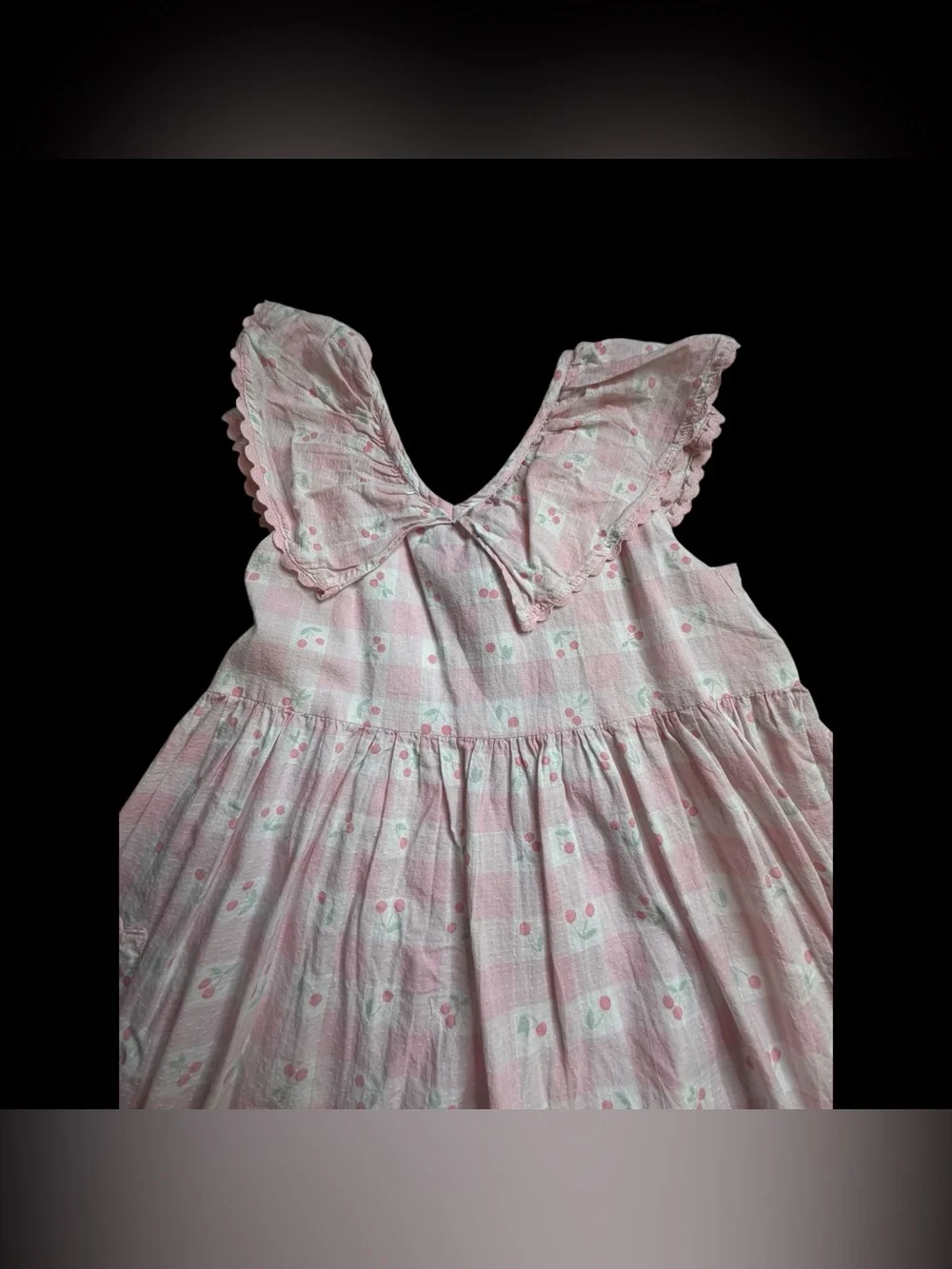 Catherine Malandrino Kids Pink Gingham Cherry Sundress Ruffle Size 8